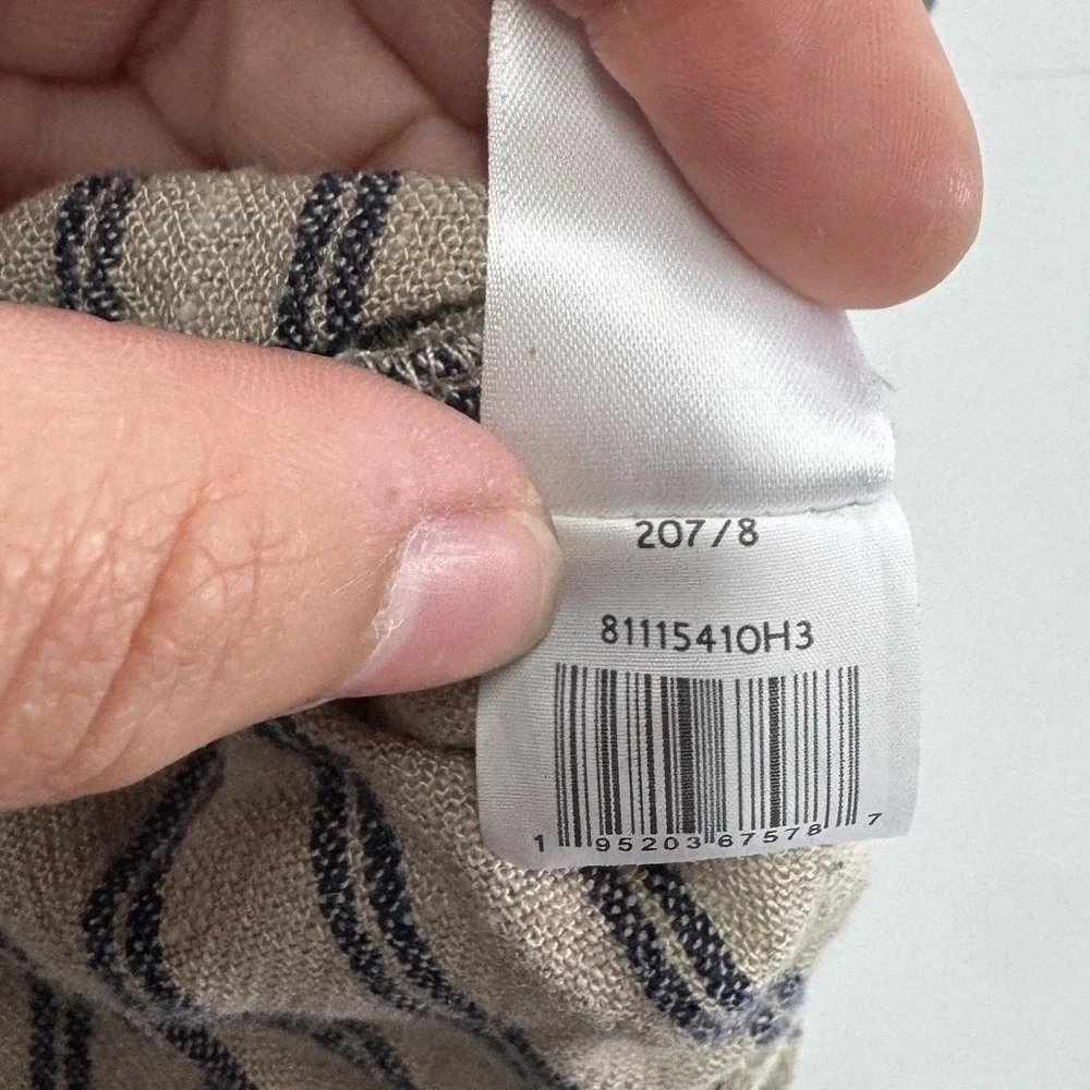1.STATE Shorts Womens 8‎ Beige Striped Linen Blend Ruffle Hem Summer Coastal